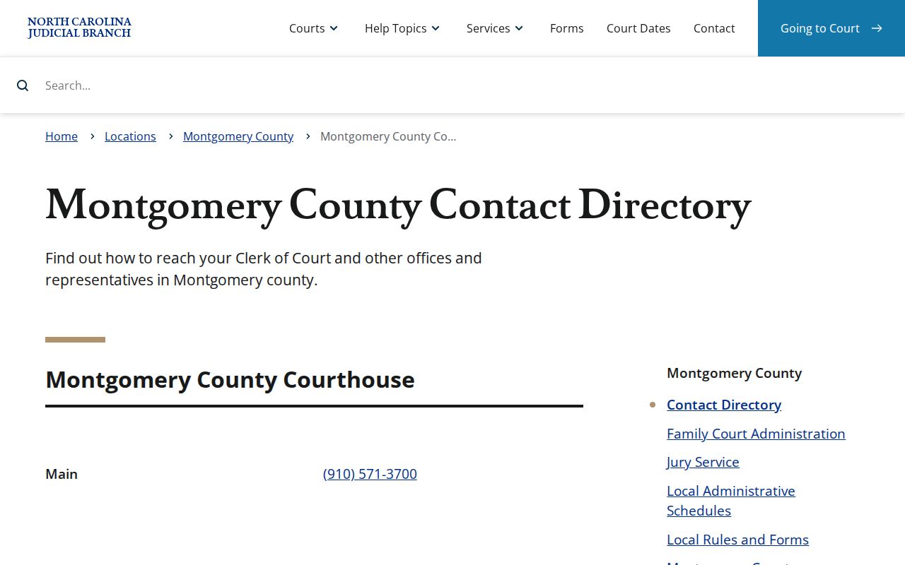 Biscoe court docket Clerk and judicial contact route