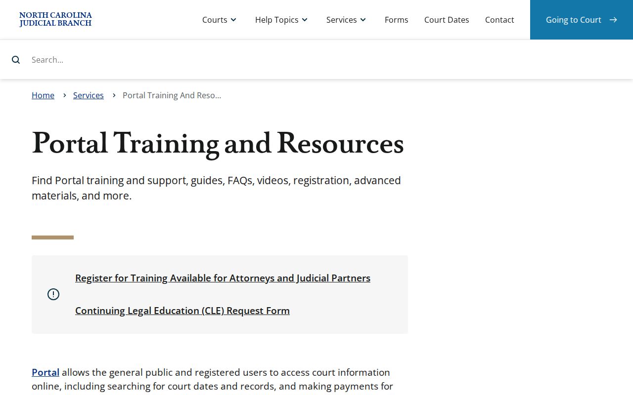 Montgomery court dates Portal training resource