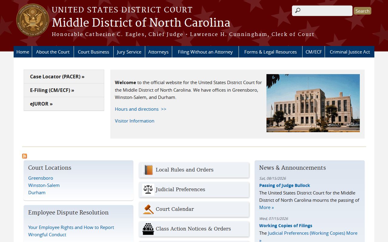 Montgomery County court docket distinction for federal Middle District cases