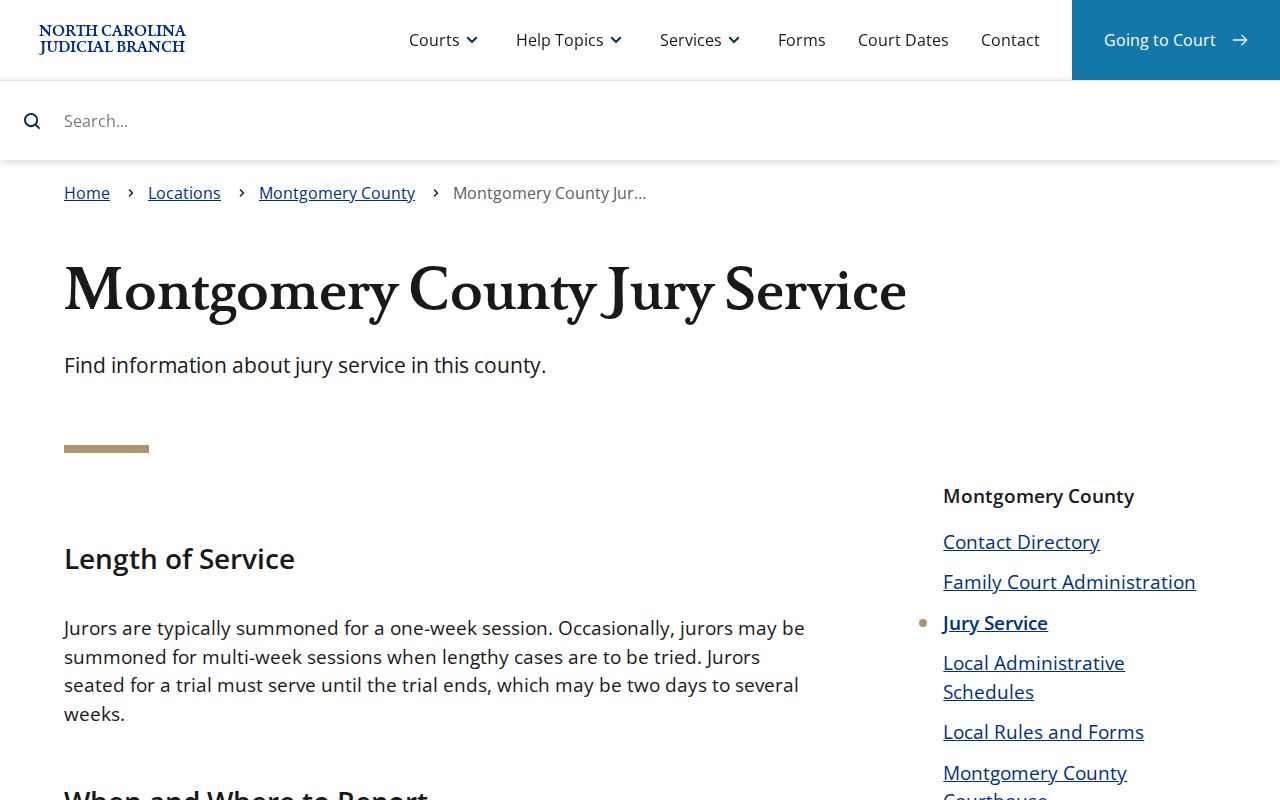 Montgomery County court docket and jury service information at the courthouse