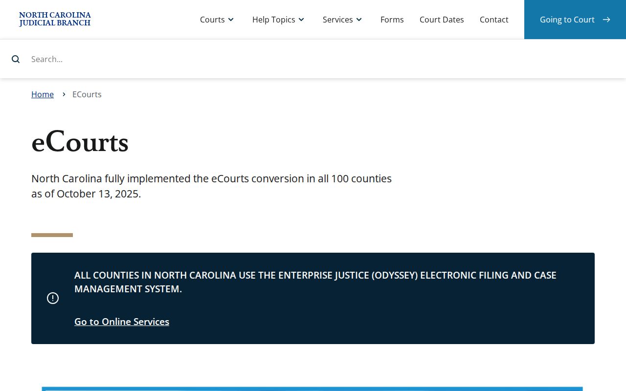 Montgomery County court docket access through North Carolina eCourts