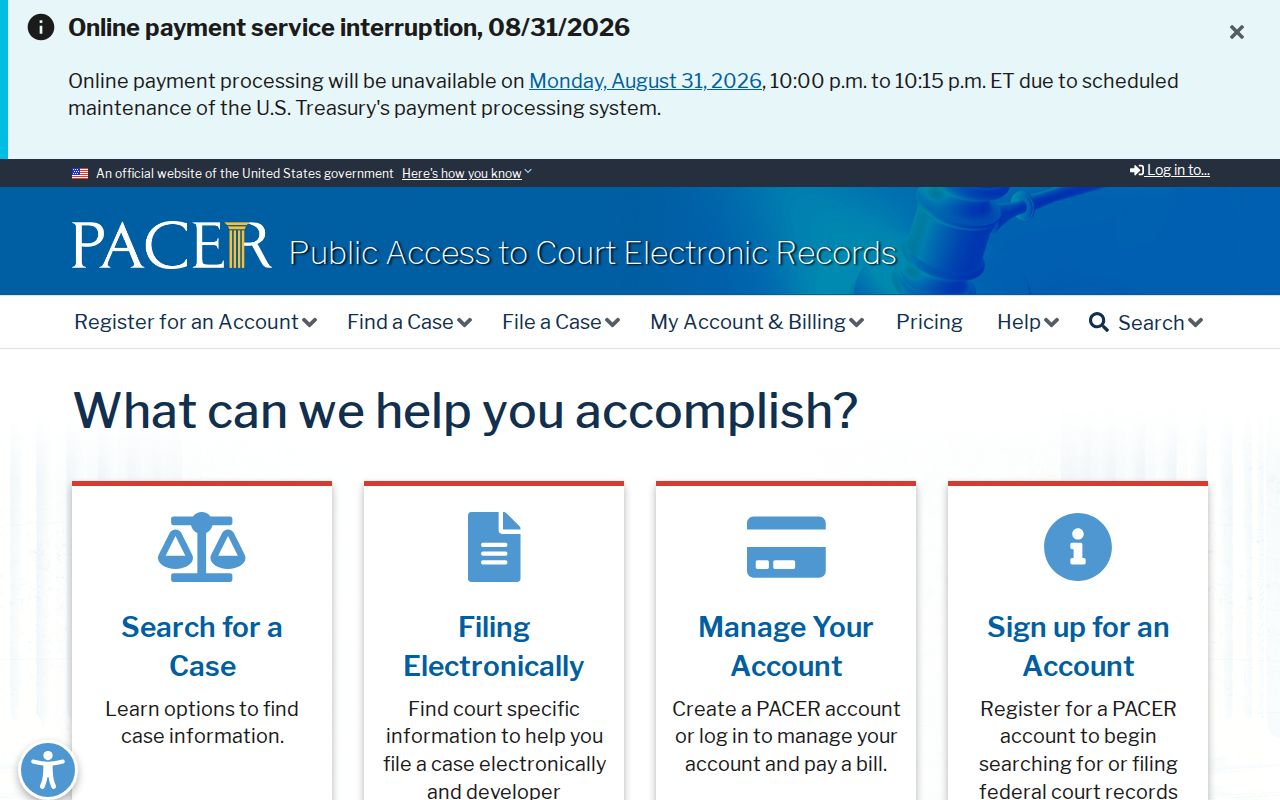 Montgomery County court docket federal PACER access reference