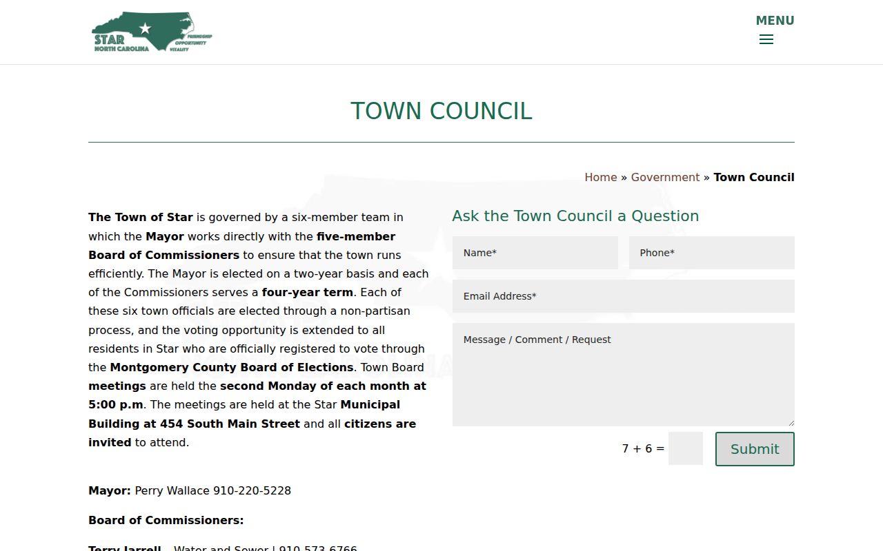 Star court docket town council contact source